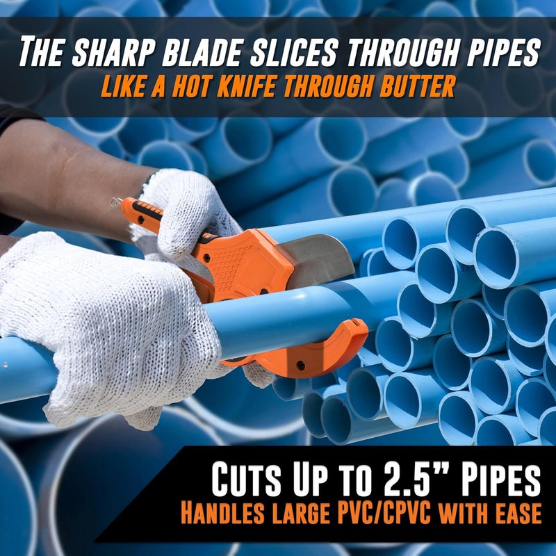 AMERICAN MUTT TOOLS Mutt Tools Professional 2-1/2 Inch PVC Pipe Cutter Tool - Heavy-Duty Ratcheting Pipe Cutter for PVC, CPVC, PEX, ABS Plastic Pipes - Cuts Up to 2.5 Inch Outer Diameter - Plumbing Cutting Tool - Image 5